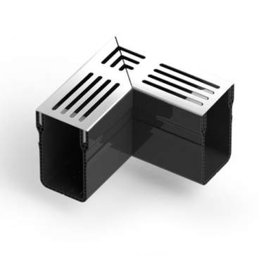 U-Drain afvoergoot WaterWijs 10x6,5cm X hoekstuk zilver