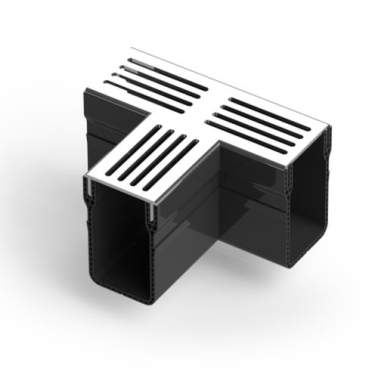 U-Drain afvoergoot WaterWijs 10x6,5cm T koppelstuk zilver