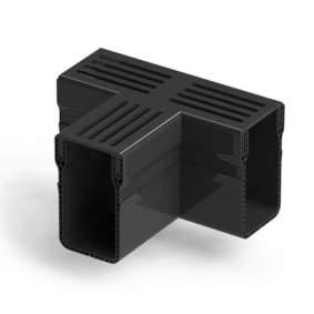 U-Drain afvoergoot WaterWijs 10x6,5cm T koppelstuk zwart