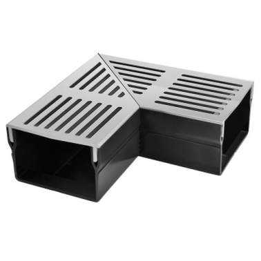 U-Drain afvoergoot WaterWijs 5x10cm X hoekstuk zilver