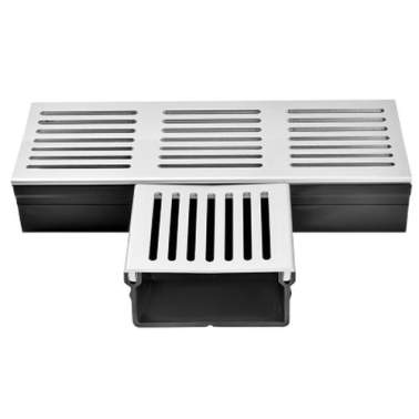 U-Drain afvoergoot WaterWijs 5x10cm T koppelstuk zilver