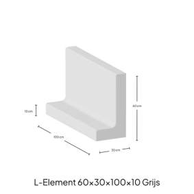 L-element grijs zichtbeton 60x30x100x10cm