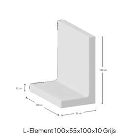 L-element grijs zichtbeton 100x55x100x10cm