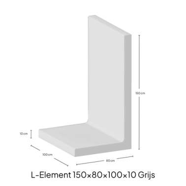 L-element grijs zichtbeton 150x80x100x10cm
