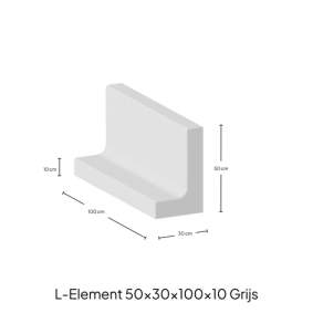 L-element grijs zichtbeton 50x30x100x10cm