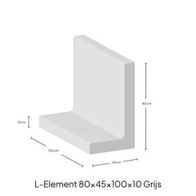 L-element grijs zichtbeton 80x45x100x10cm