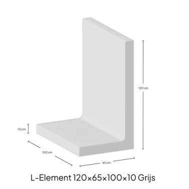L-element grijs zichtbeton 140x75x100x10cm