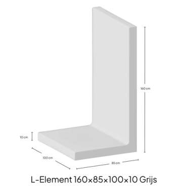 L-element grijs zichtbeton 160x85x100x10cm