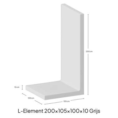 L-element grijs zichtbeton 200x105x100x10cm