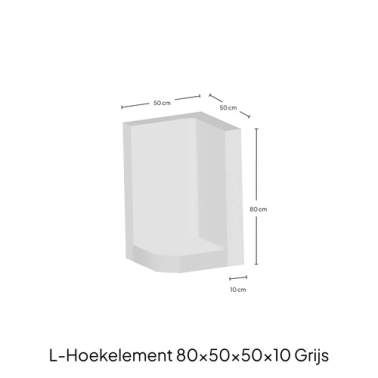 L-element hoek grijs zichtbeton 80x50x50x10cm