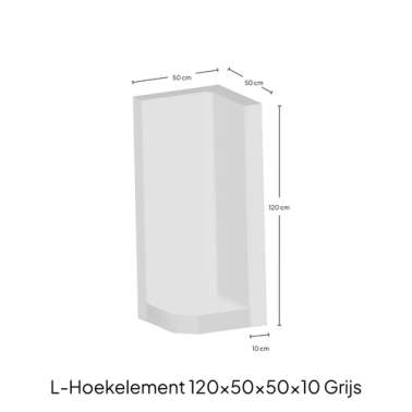 L-element hoek grijs zichtbeton 120x50x50x10cm