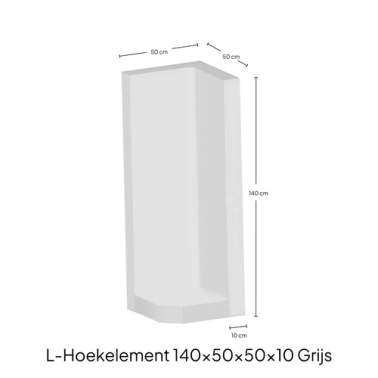 L-element hoek grijs zichtbeton 140x50x50x10cm