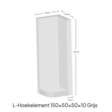 L-element hoek grijs zichtbeton 150x50x50x10cm