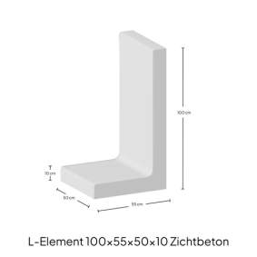 L-element grijs zichtbeton 100x55x50x10cm
